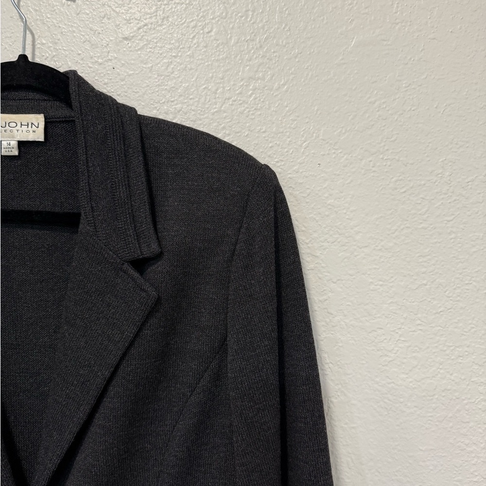 St. John Collection Santana Knit Jacket Pants wide leg Set Black Wool Blend - Picture 7 of 16